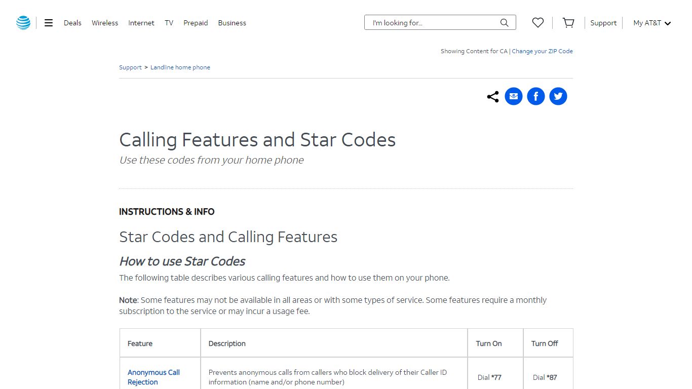 AT&T Home Phone Calling Features and Star Codes